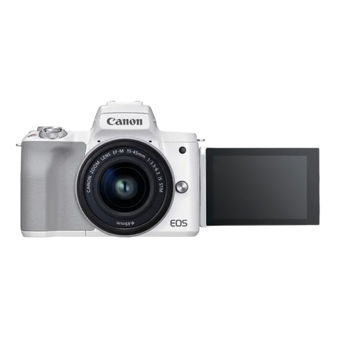 Aparat Foto Mirrorless Canon EOS M50 Mark II, White + EF-M 15-45 IS, Alb