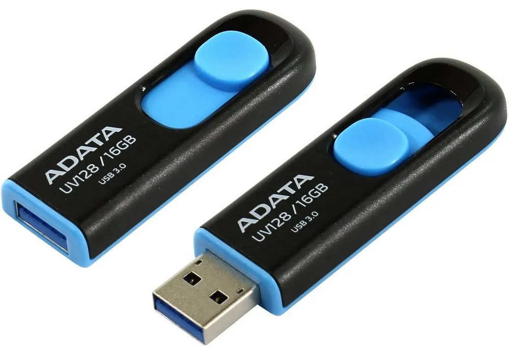 USB Flash накопитель ADATA UV128, 256Гб, Черный/Синий