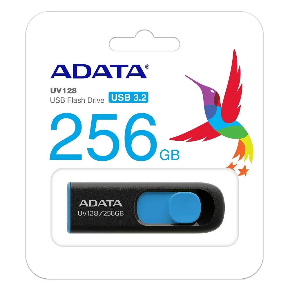 USB Flash накопитель ADATA UV128, 256Гб, Черный/Синий