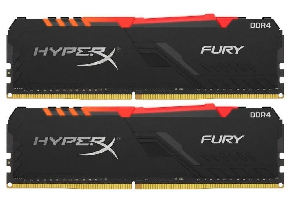 Оперативная память Kingston HyperX FURY RGB, DDR4 SDRAM, 3200 МГц, 16Гб, HX432C16FB3AK2/16