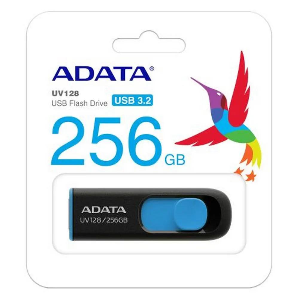 USB Flash накопитель ADATA UV128, 256Гб, Черный/Синий