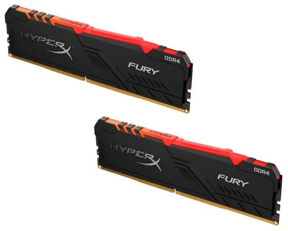 Оперативная память Kingston HyperX FURY RGB, DDR4 SDRAM, 3200 МГц, 16Гб, HX432C16FB3AK2/16
