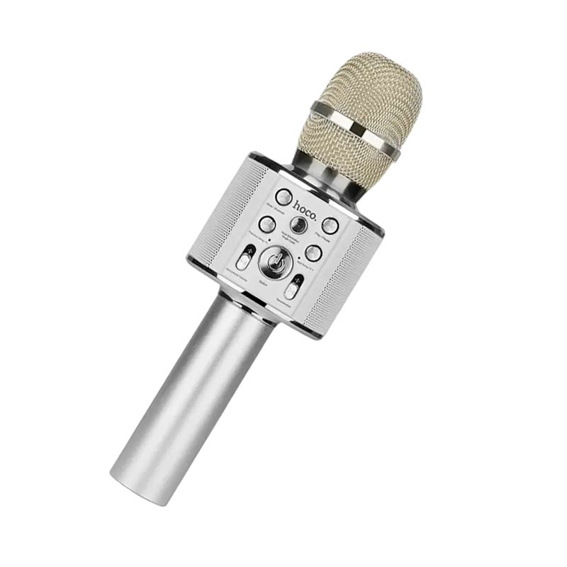 Microfon Karaoke Hoco BK3, Fără fir, Argintiu