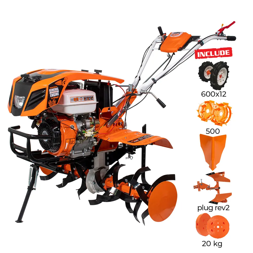 Motocultor Ruris 918ACC + roti cauciuc 6.00-12+rarita+plug reversibil rev2+roti metalice 500+set contragreutati 20kg