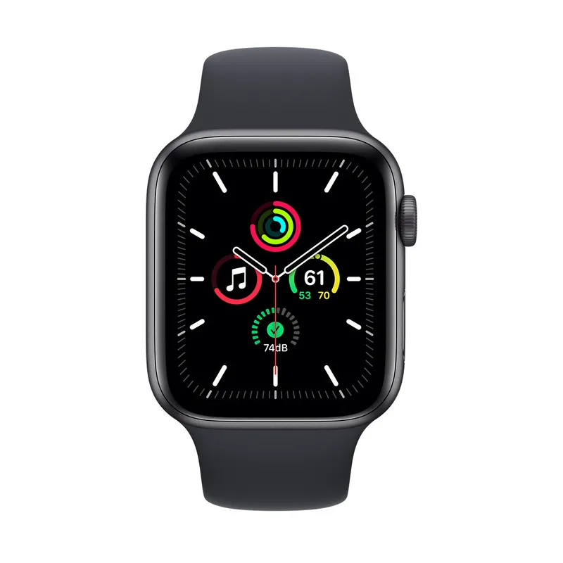 Ceas inteligent Apple Watch SE MKQ63, 44mm, Carcasă din aluminiu cu bandă sport Midnight