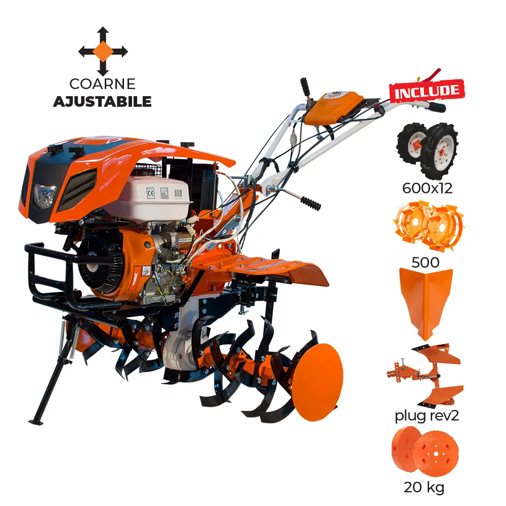 Motocultor Ruris 918ACC + roti cauciuc 6.00-12+rarita+plug reversibil rev2+roti metalice 500+set contragreutati 20kg