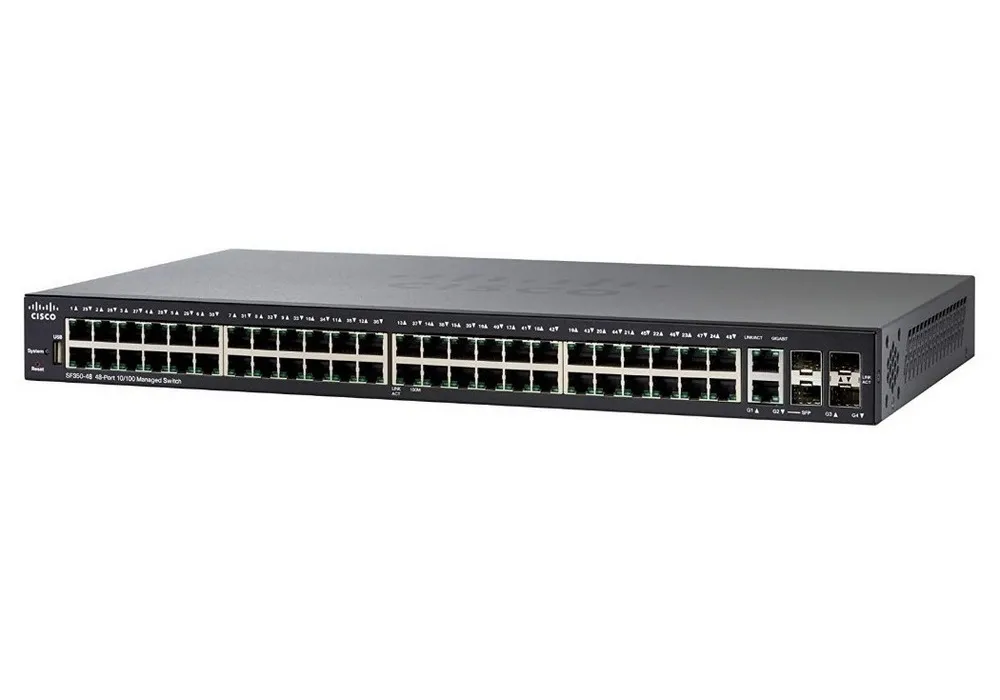Сетевой коммутатор Cisco SF350-48, 48x 10/100 Мбит/с, 2x 10/100/1000 Мбит/с, 2x SFP