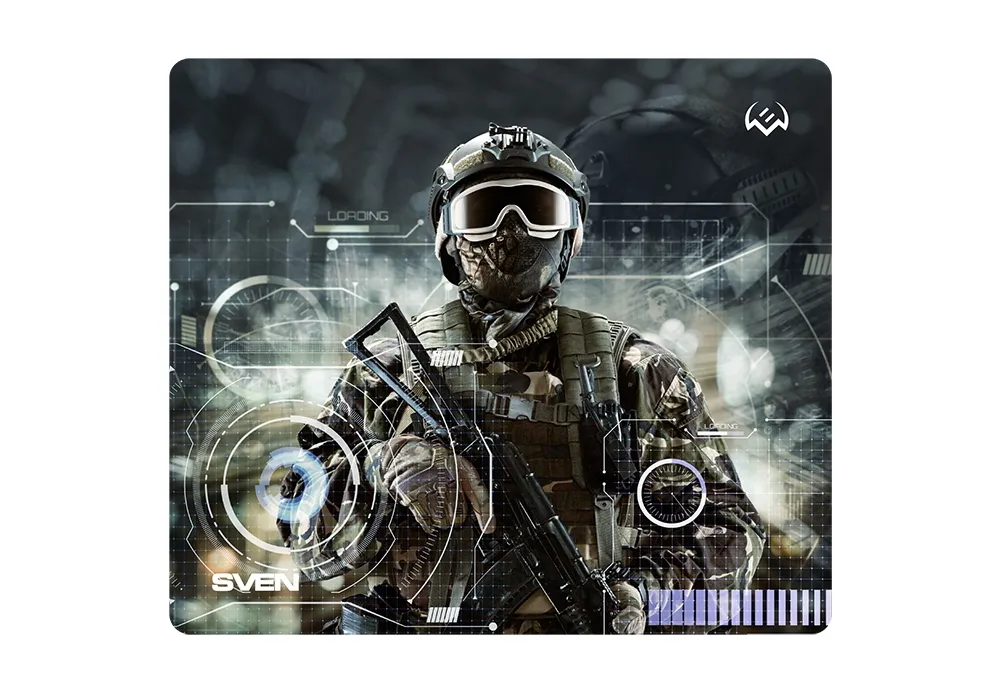 Gaming Mouse Pad SVEN MP-G01S Soldier, 230 x 200 x 2mm, Fabric surface, Rubberized base, Picture