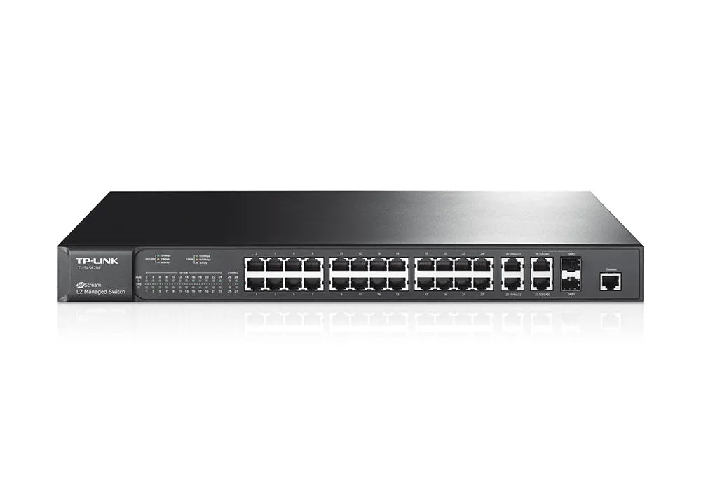 Сетевой коммутатор TP-LINK TL-SL5428E, 24x 10/100 Мбит/с, 4x 10/100/1000 Мбит/с
