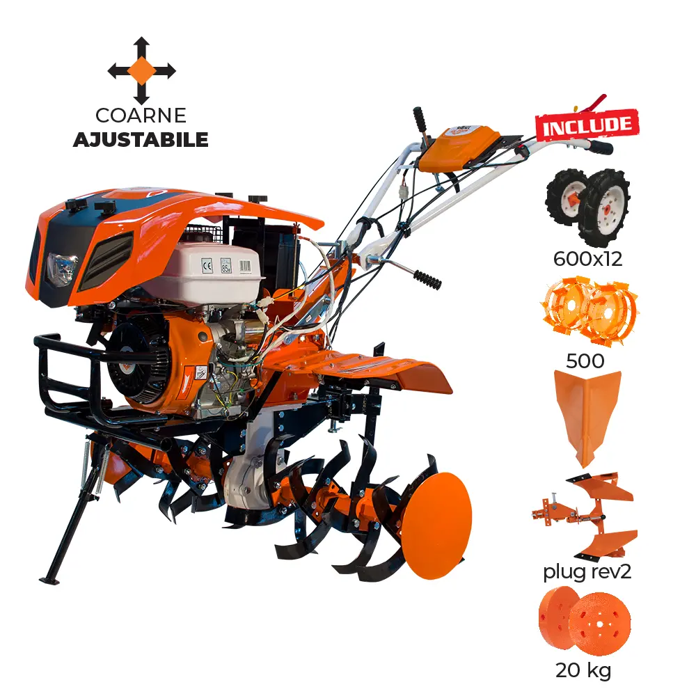 Motocultor Ruris 918ACC + roti cauciuc 6.00-12+rarita+plug reversibil rev2+roti metalice 500+set contragreutati 20kg