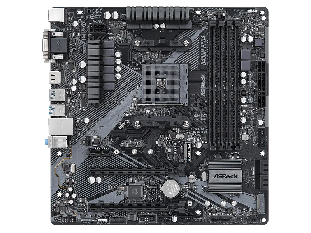 Материнская плата ASRock B450M PRO4 R2.0, AM4, AMD B450, Micro-ATX
