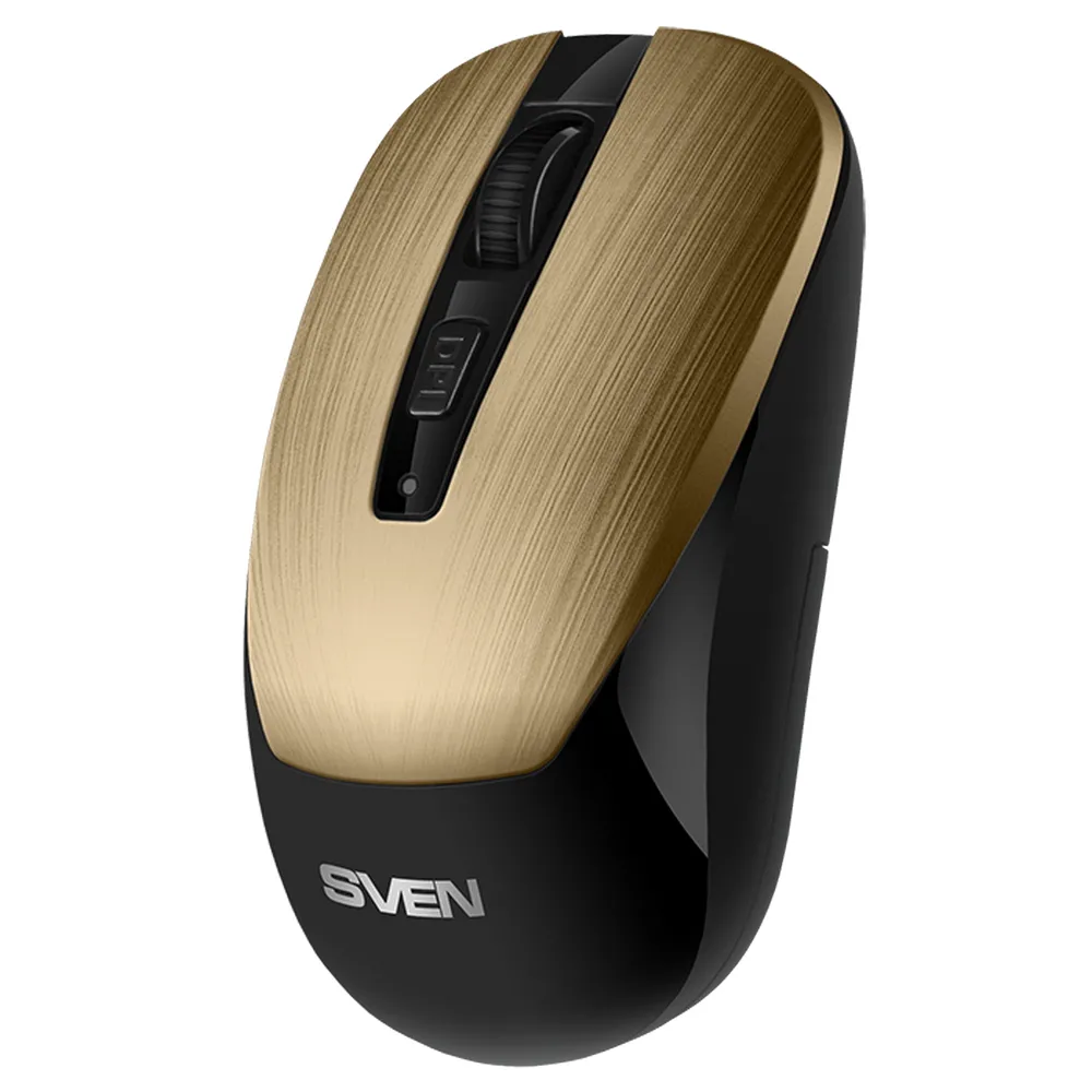 Wireless Mouse SVEN RX-380W, Optical, 800-1600 dpi, 6 buttons, Ambidextrous, 1xAA, Bronze
