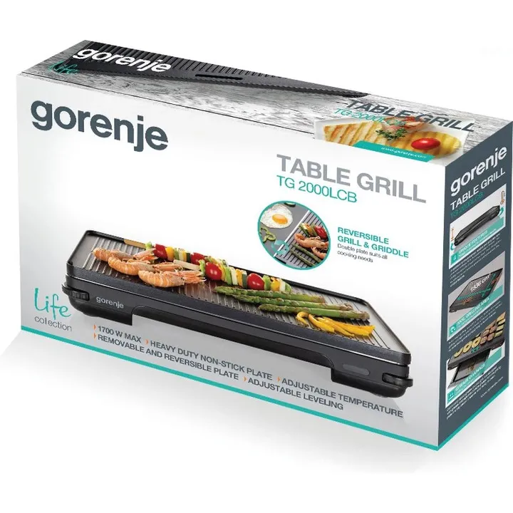Электрический Гриль Gorenje TG2000LCB, 1800 Вт, Чёрный