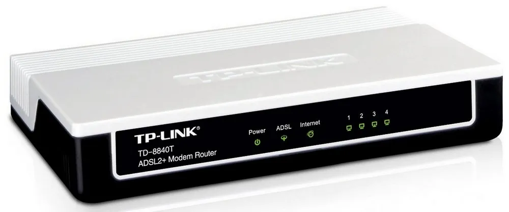 ADSL Модем TP-LINK TD-8840T, ADSL/ADSL2/ADSL2 + до 24 Мбит/с, Чёрный