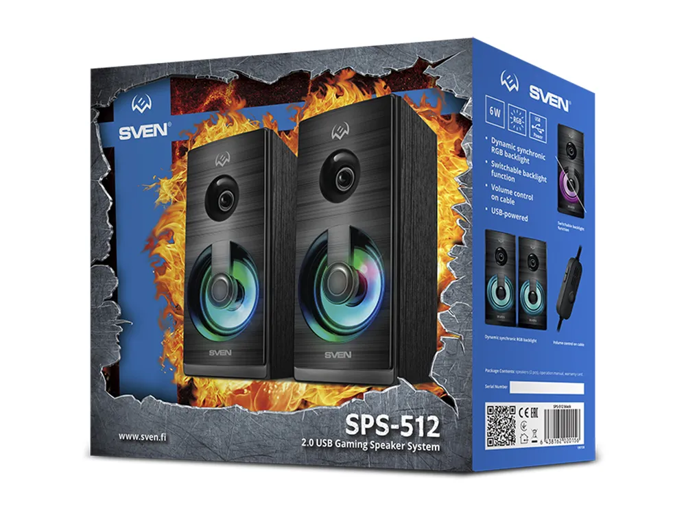 Boxe pentru calculator 2.0 SVEN SPS-512, Negru