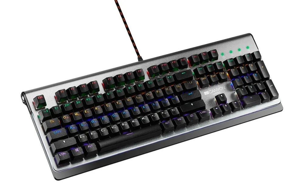 Клавиатура Canyon Interceptor, Проводное, Черный/Серебристый