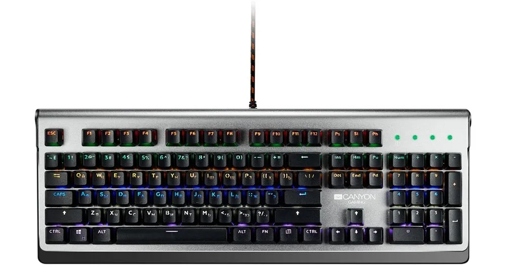 Клавиатура Canyon Interceptor, Проводное, Черный/Серебристый
