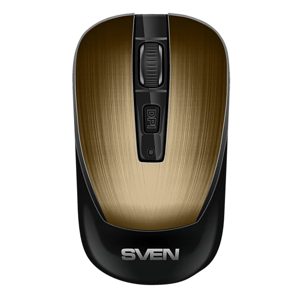 Wireless Mouse SVEN RX-380W, Optical, 800-1600 dpi, 6 buttons, Ambidextrous, 1xAA, Bronze