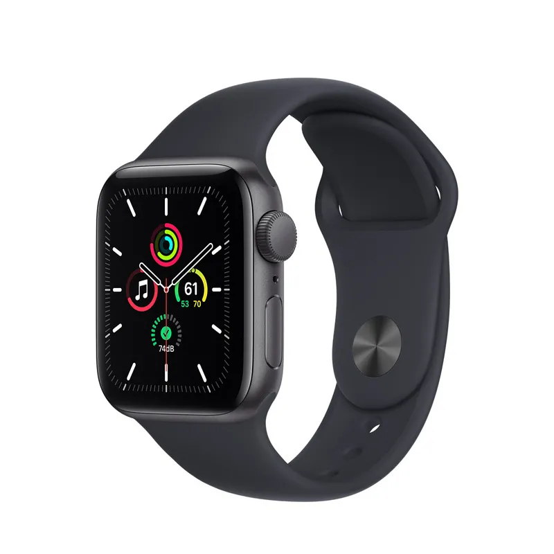Ceas inteligent Apple Watch SE MKQ13, 40mm, Carcasă din aluminiu cu bandă sport Midnight