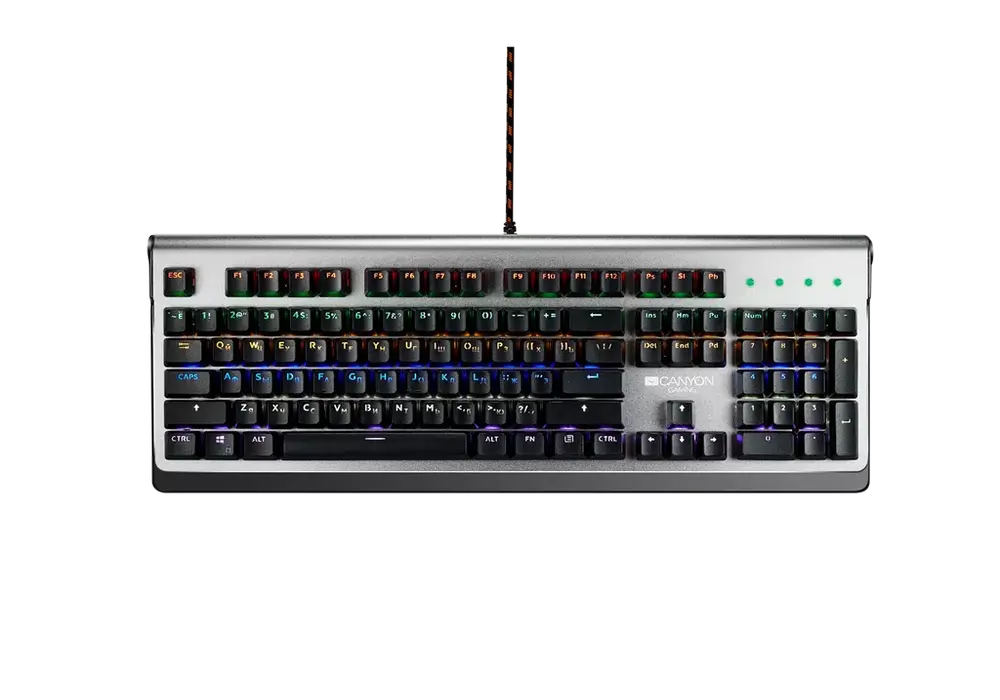 Клавиатура Canyon Interceptor, Проводное, Черный/Серебристый