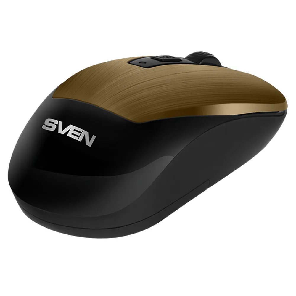 Wireless Mouse SVEN RX-380W, Optical, 800-1600 dpi, 6 buttons, Ambidextrous, 1xAA, Bronze