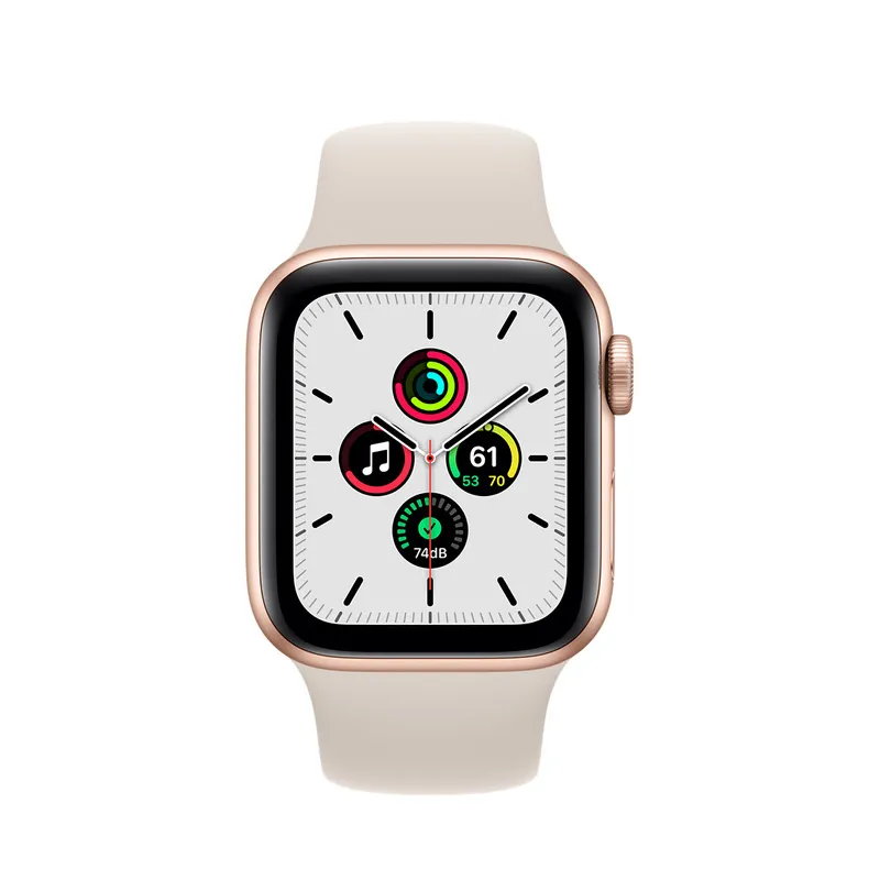 Ceas inteligent Apple Watch SE MKQ03, 40mm, Carcasă din aluminiu cu bandă sport Starlight