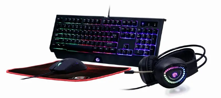 Set Tastatură + Mouse + Mouse Pad + Căști Gembird GGS-UMGL4-01-RU, Cu fir, Negru