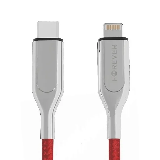 Cablu încărcare și sincronizare Forever Type-C to Lightning Cable (1.5M), USB Type-C/Lightning, 1,5m, Roșu