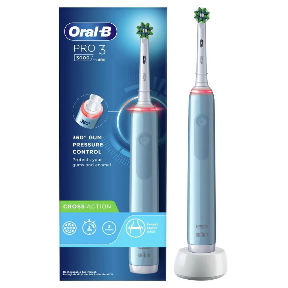 Электрическая зубная щетка Oral-B Pro 3 3000 CrossAction, Синий