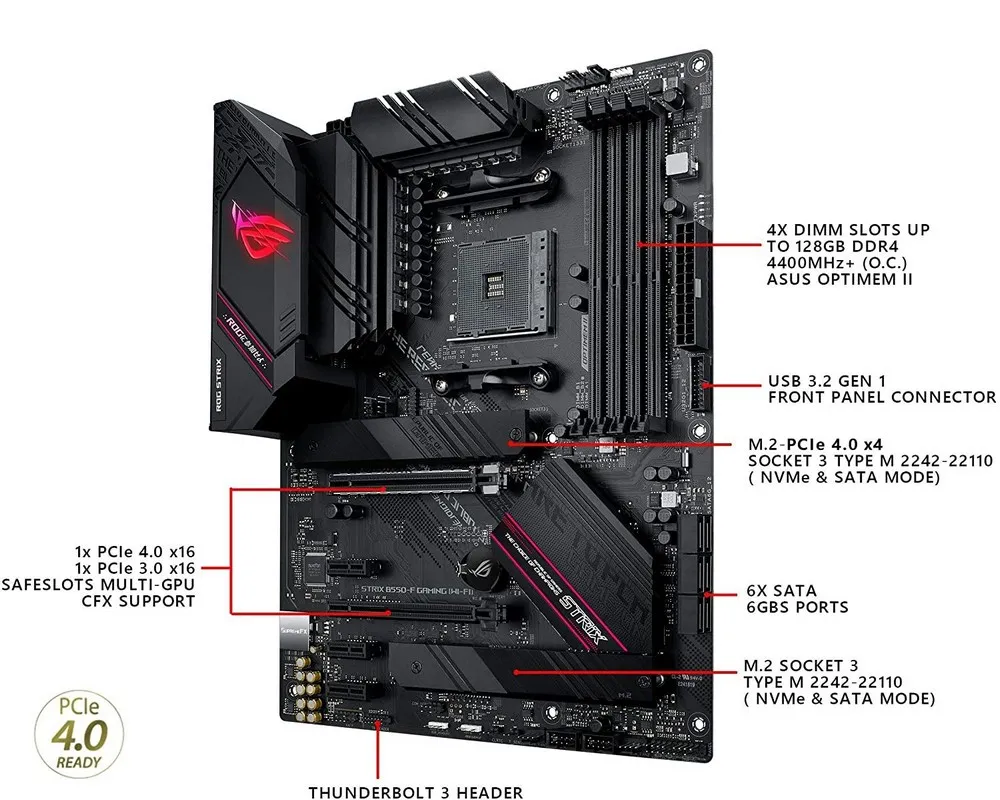 Материнская плата ASUS ROG STRIX B550-F GAMING (WIFI), AM4, AMD B550, ATX