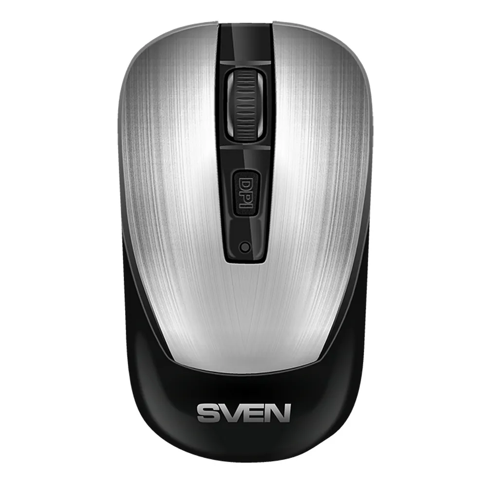Wireless Mouse SVEN RX-380W, Optical, 800-1600 dpi, 6 buttons, Ambidextrous, 1xAA, Silver