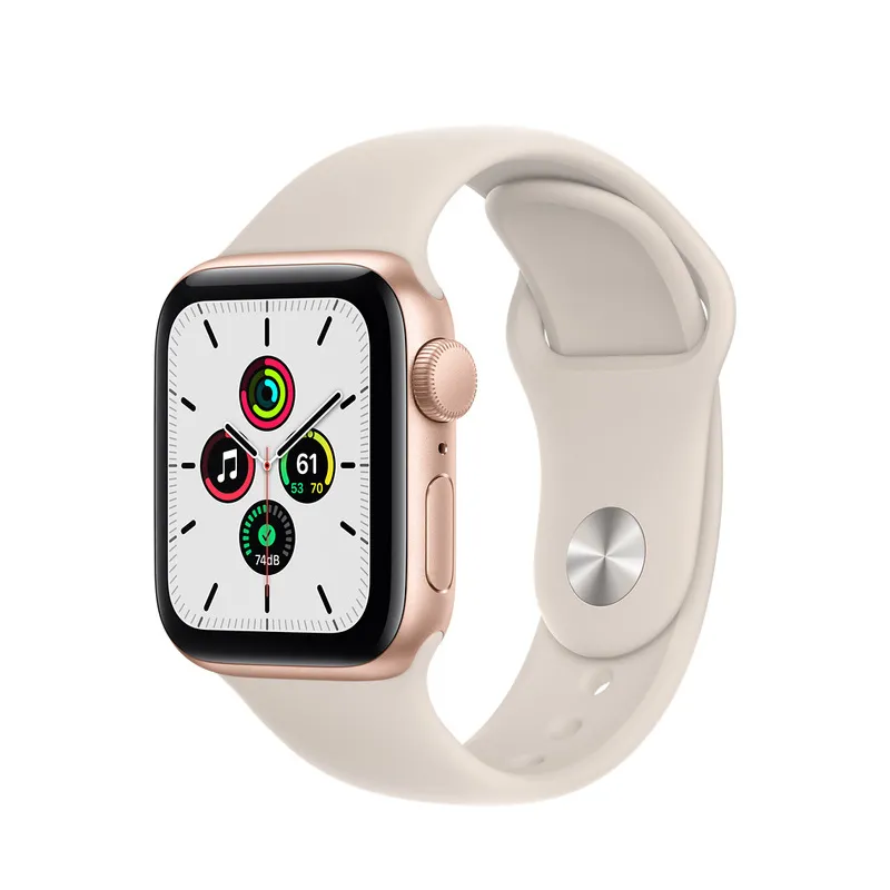 Ceas inteligent Apple Watch SE MKQ03, 40mm, Carcasă din aluminiu cu bandă sport Starlight