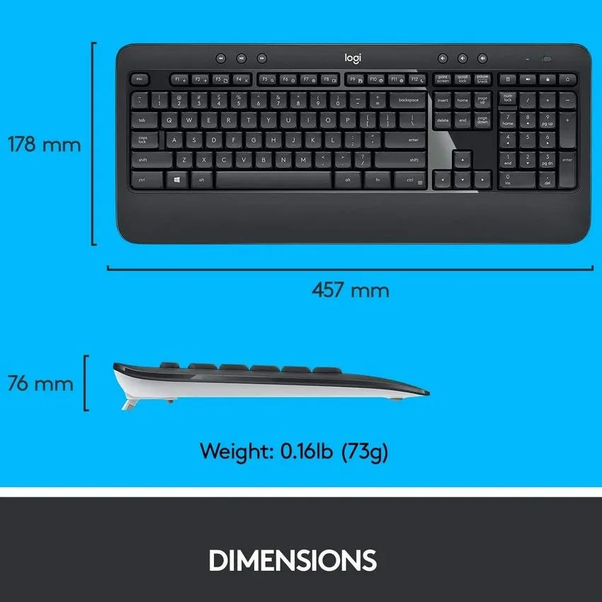 Клавиатура и мышь Logitech MK540, Беспроводное, Чёрный