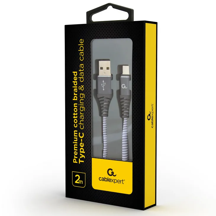 Кабель для зарядки и синхронизации Cablexpert CC-USB2B-AMCM-2M-WB2, USB Type-A/USB Type-C, 2м, Серый