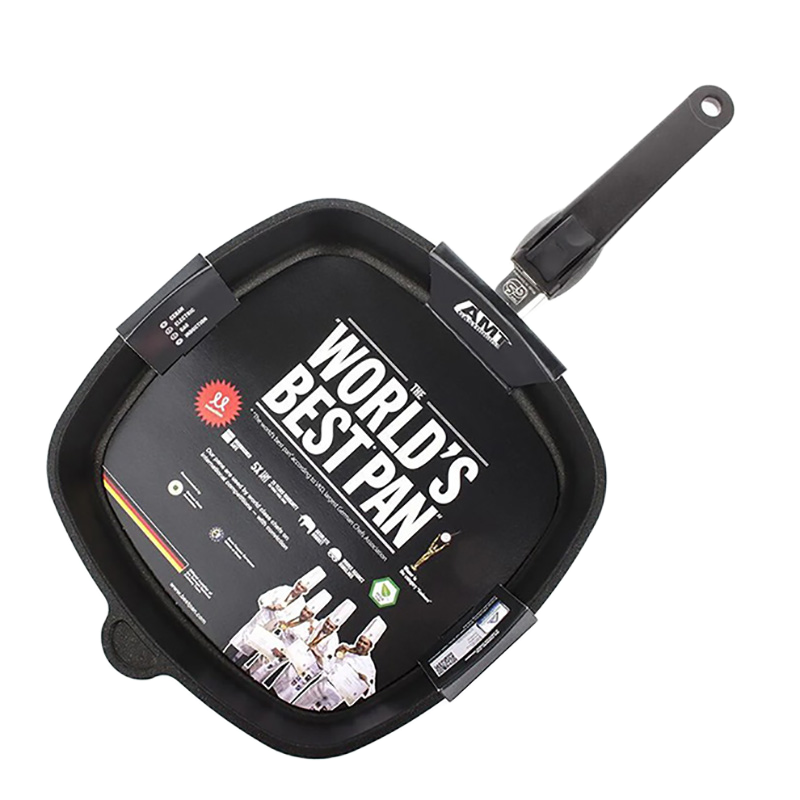 Сковорода-гриль AMT Gastroguss AMT-E285BBQ-E, 1,9л, 28см, Чёрный