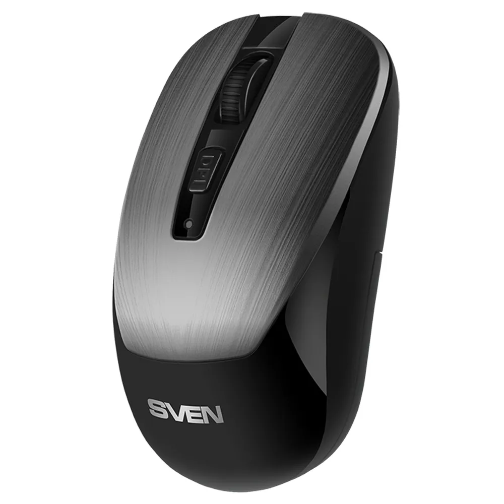 Wireless Mouse SVEN RX-380W, Optical, 800-1600 dpi, 6 buttons, Ambidextrous, 1xAA, Silver/Gray