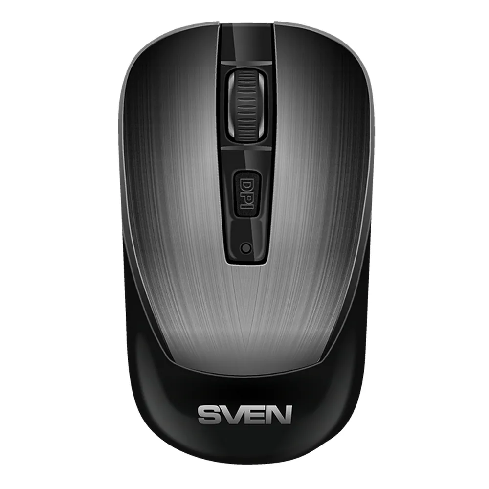 Wireless Mouse SVEN RX-380W, Optical, 800-1600 dpi, 6 buttons, Ambidextrous, 1xAA, Silver/Gray