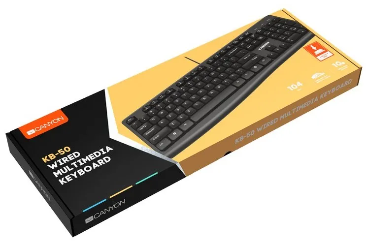 Клавиатура Canyon KB-50, Проводное, Чёрный