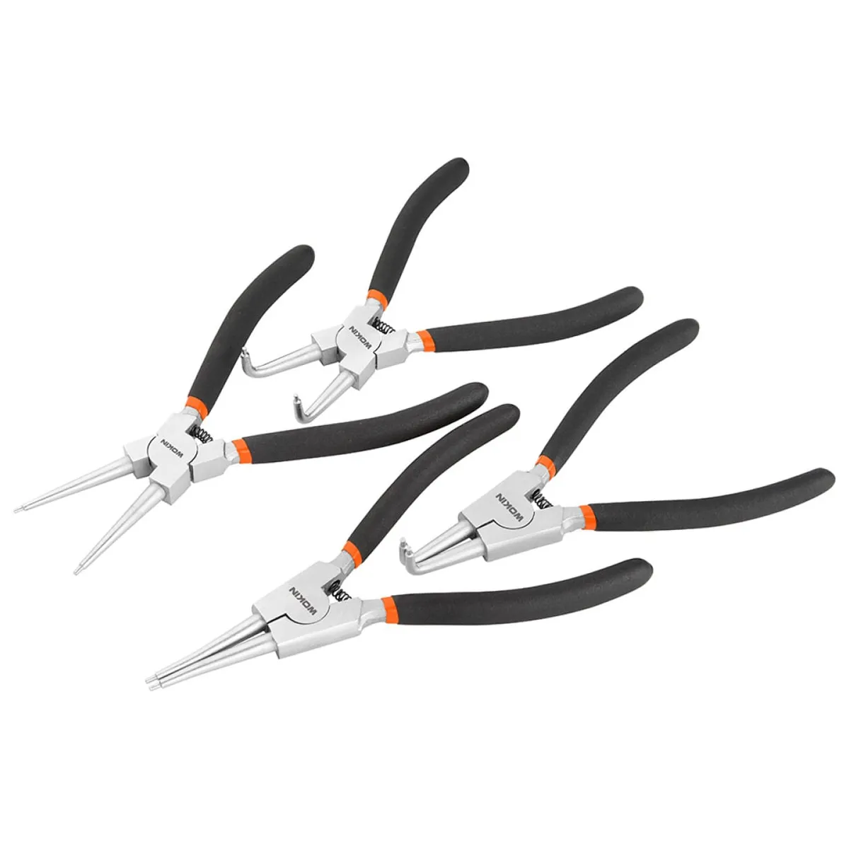 Набор съемников для наружных и внешних стопорных колец WOKIN 4 предмета, 180 мм, прямые/изогнутые