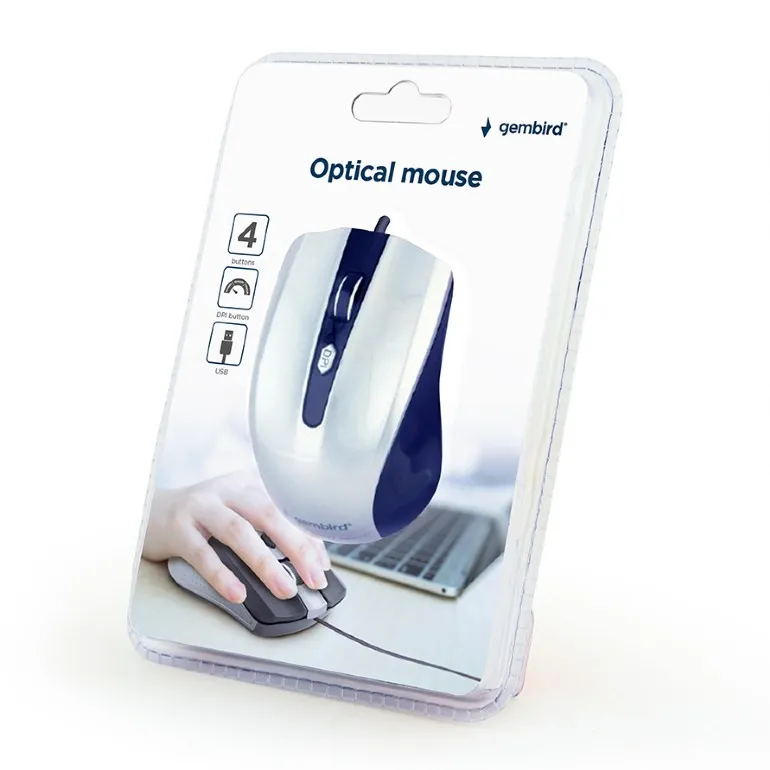 Mouse Gembird MUS-4B-01, Negru/Argintiu