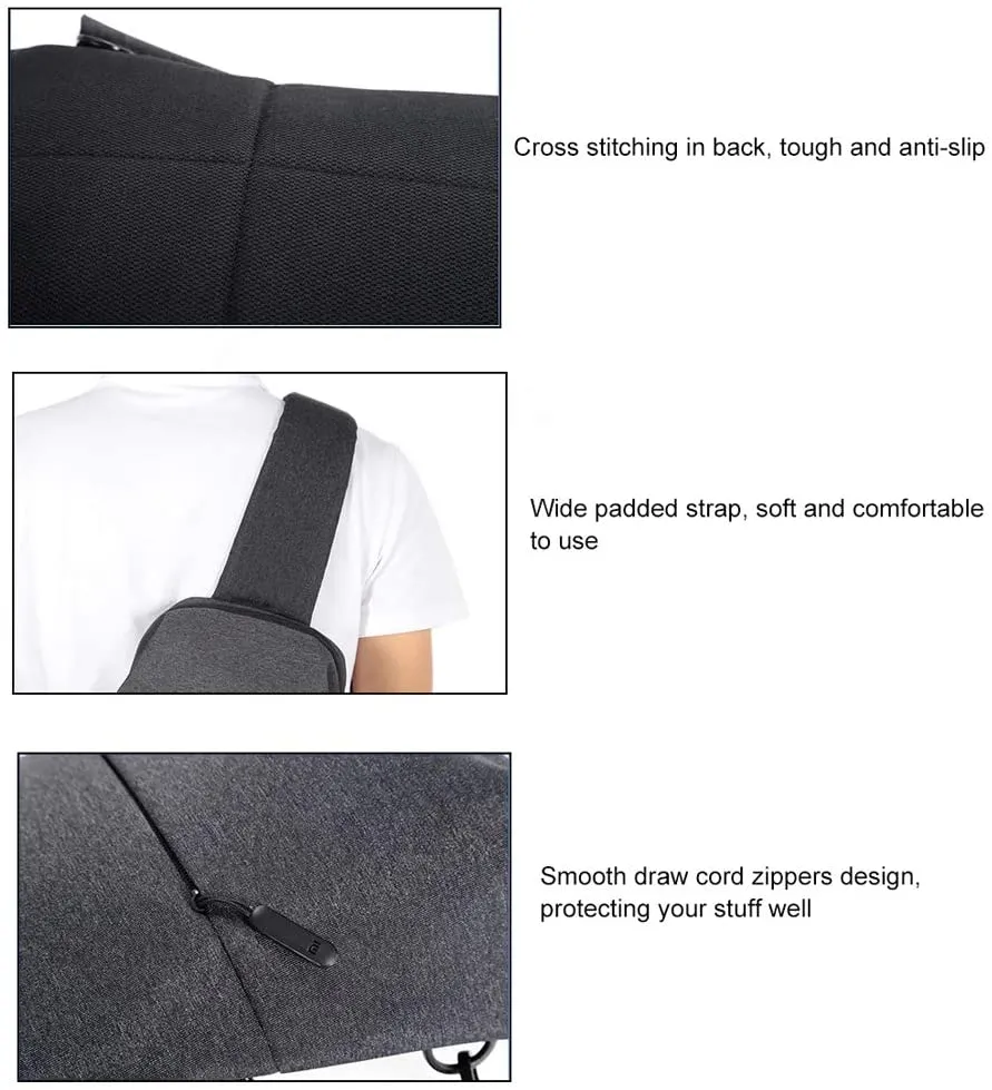 Rucsac zilnic Xiaomi Mi City Sling Bag, Poliester, Gri deschis