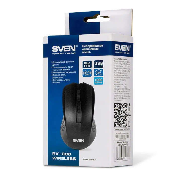 Mouse Wireless SVEN RX-300, Negru