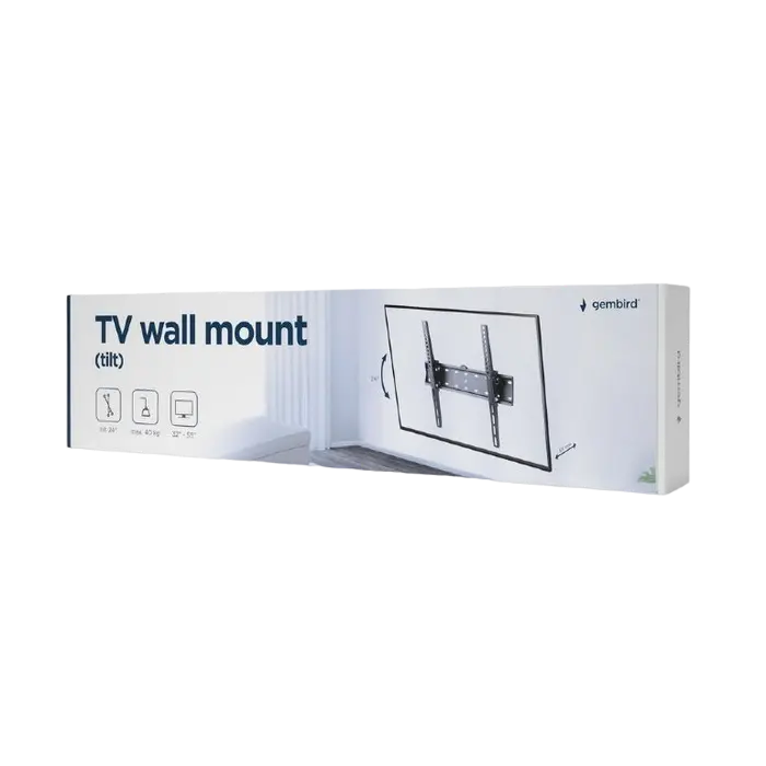 Suport înclinat pe perete Gembird WM-55T-02, Negru