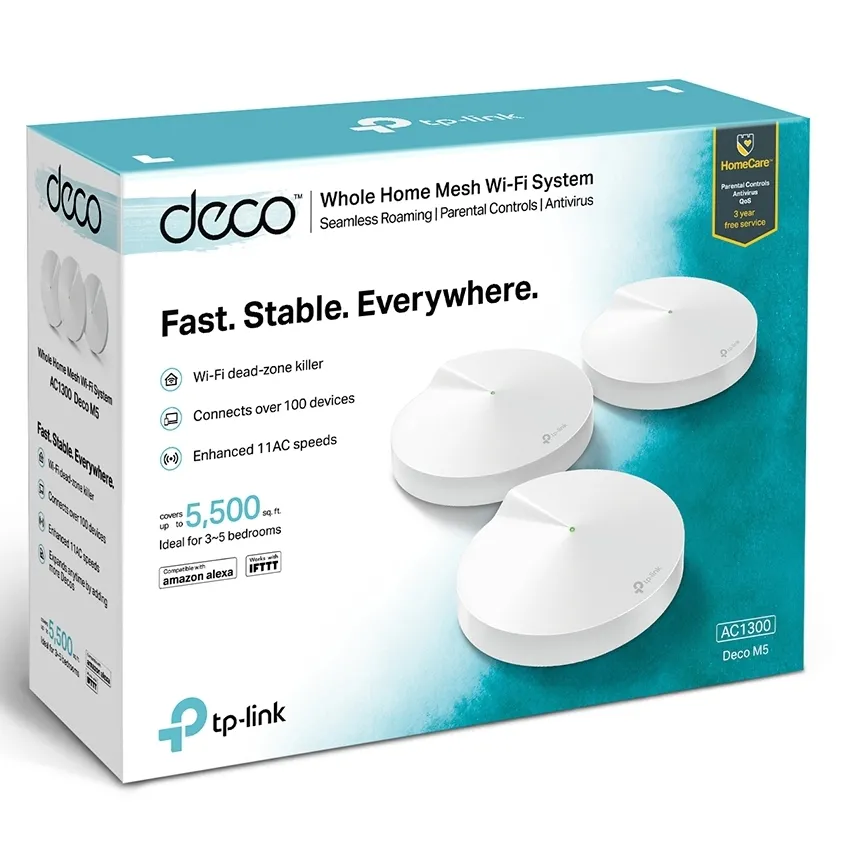 Домашняя Mesh Wi-Fi система TP-LINK Deco M5 (3-Pack), Белый