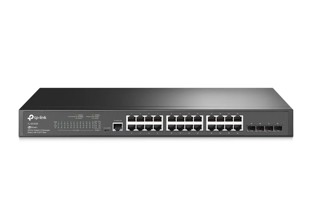 Сетевой коммутатор TP-LINK TL-SG3428, 24x 10/100/1000 Мбит/с, 4x SFP