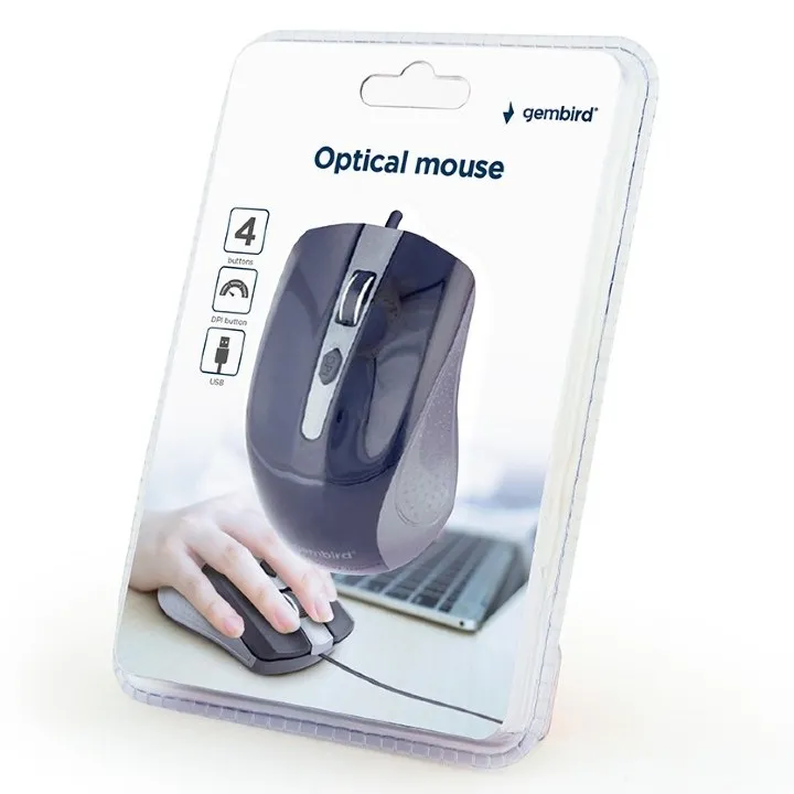 Mouse Gembird MUS-4B-01, Negru/Gri