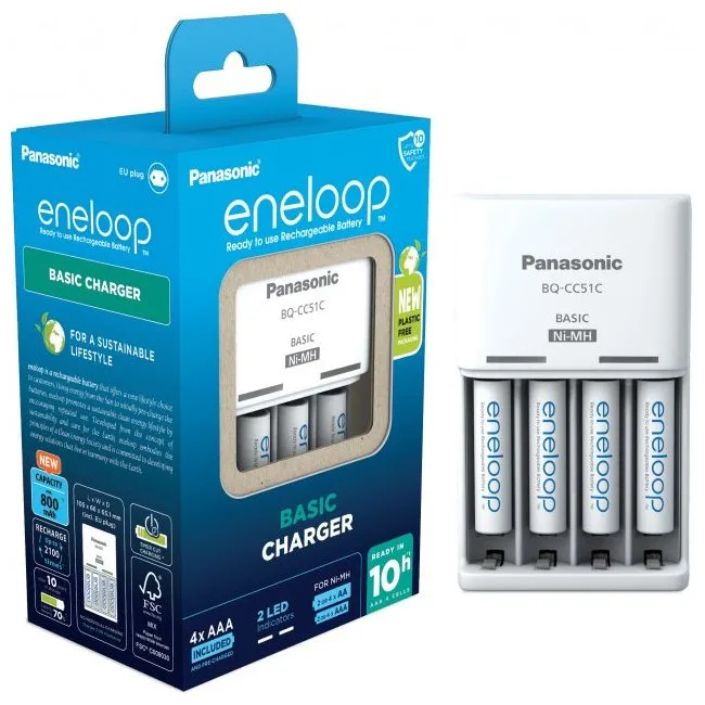 Încărcător Acumulatori Panasonic K-KJ51MCD04E, Alb