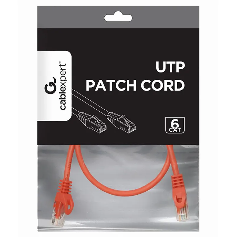 Patch cord Cablexpert PP6U-0.5M/R, Cat6 UTP, 0,5m, Roșu