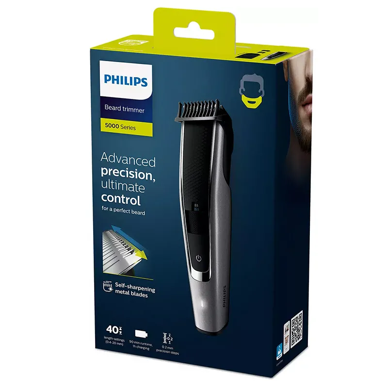 Trimmer pentru bărbați Philips Beardtrimmer Series 5000 BT5502/15, Gri | Negru