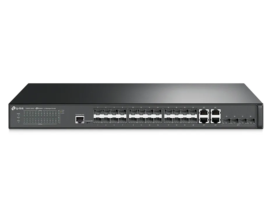 Сетевой коммутатор TP-LINK T2600G-28SQ, 24x 10/100/1000 Мбит/с, 4x SFP+
